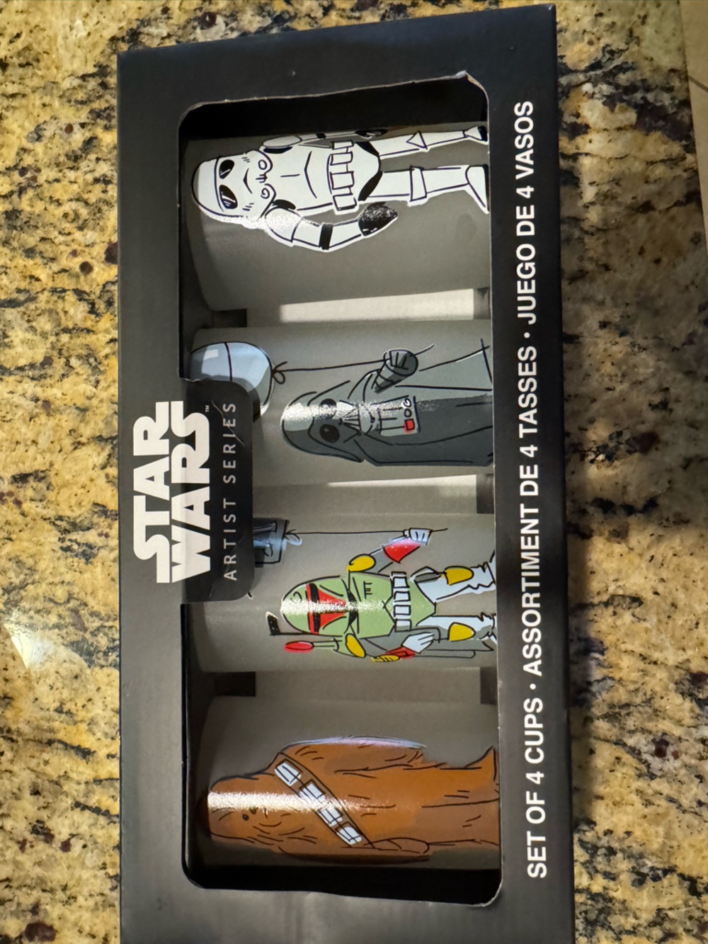 Star Wars Gray Glass Set with Colorful Character Art